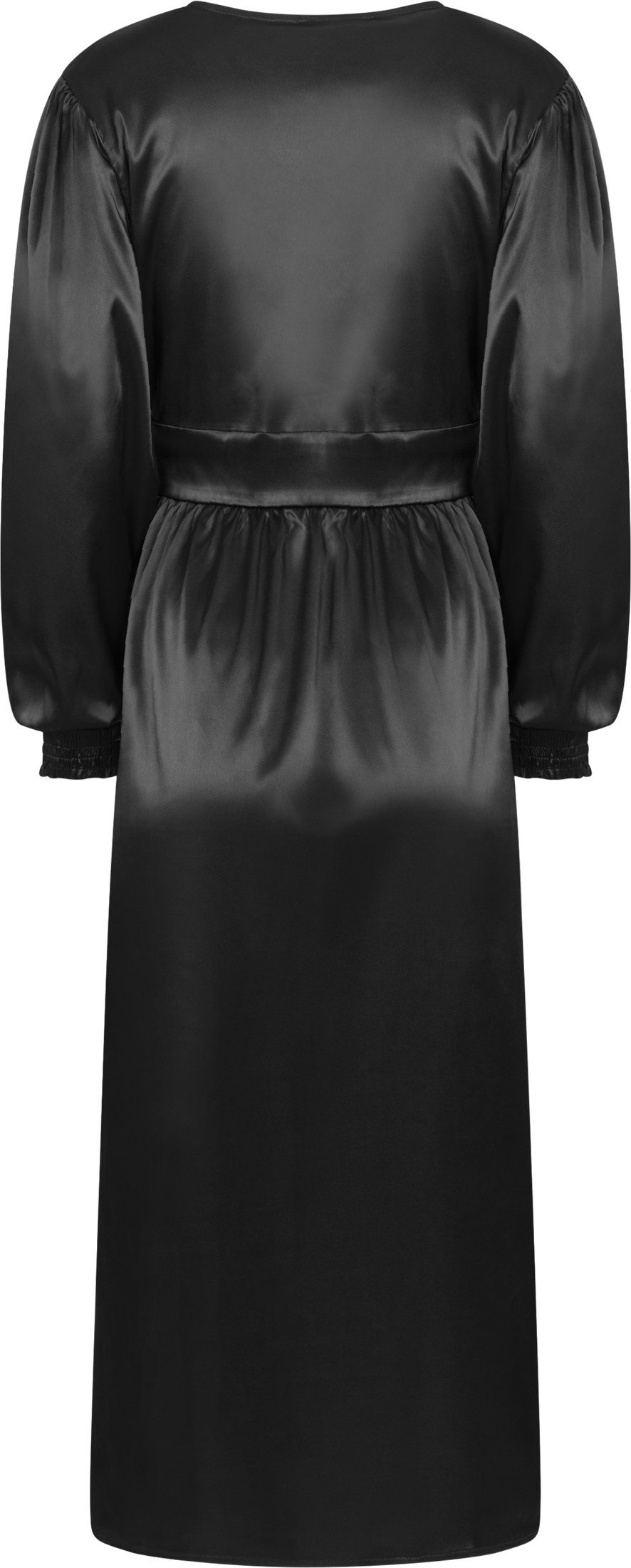 Adelic Long Dress - Black Satin