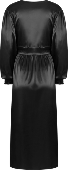 Adelic Long Dress - Black Satin