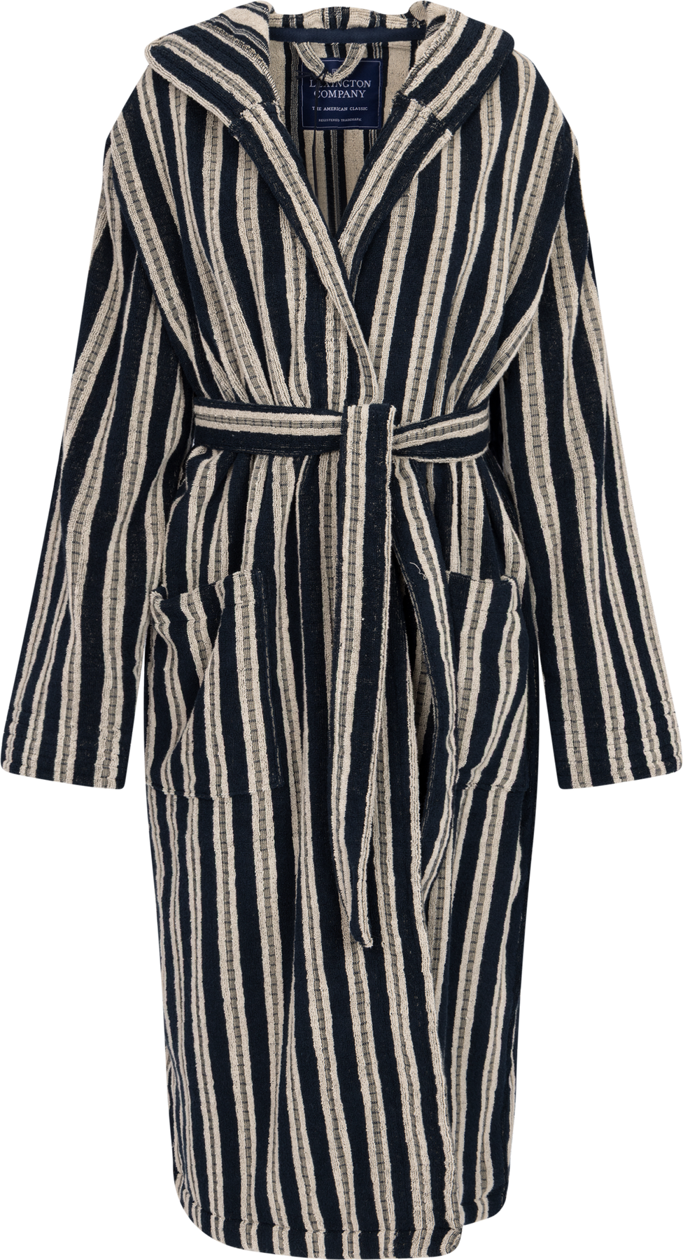 Quinn Unisex Robe - Blackish Navy/ Lt Beige