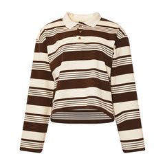 Lynlee Polo - Brown Offwhite Stripe