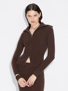 Line Wool Cardigan - Dk. Brown