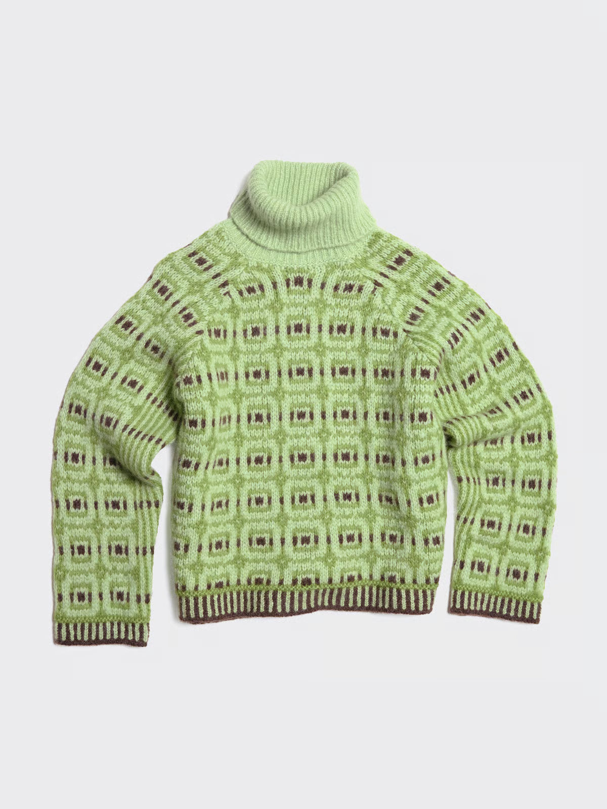 Norwegian Wool Turtleneck - Green Mix