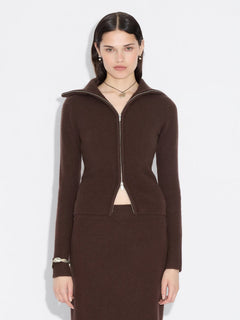 Line Wool Cardigan - Dk. Brown