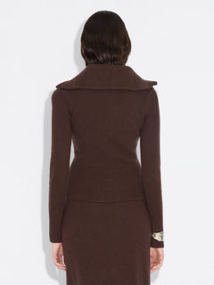 Line Wool Cardigan - Dk. Brown