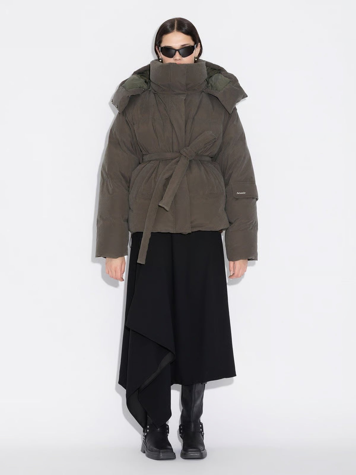 Steilia Brushed Down Jacket - Dark Green