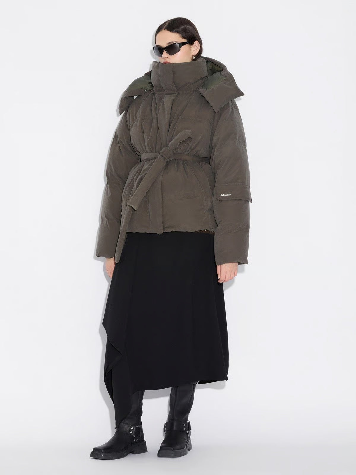 Steilia Brushed Down Jacket - Dark Green
