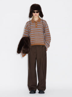 Olivia Wool Polo - Brown Stripe
