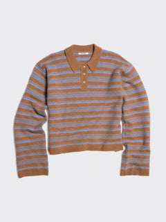 Olivia Wool Polo - Brown Stripe