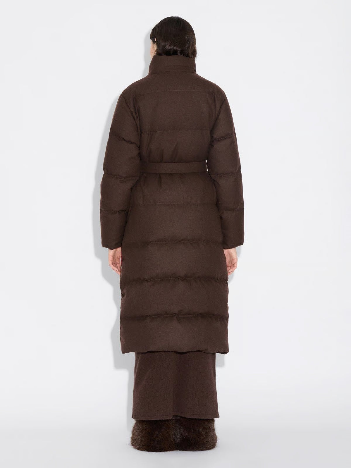 W Tech Wool Down Coat - Dark Brown