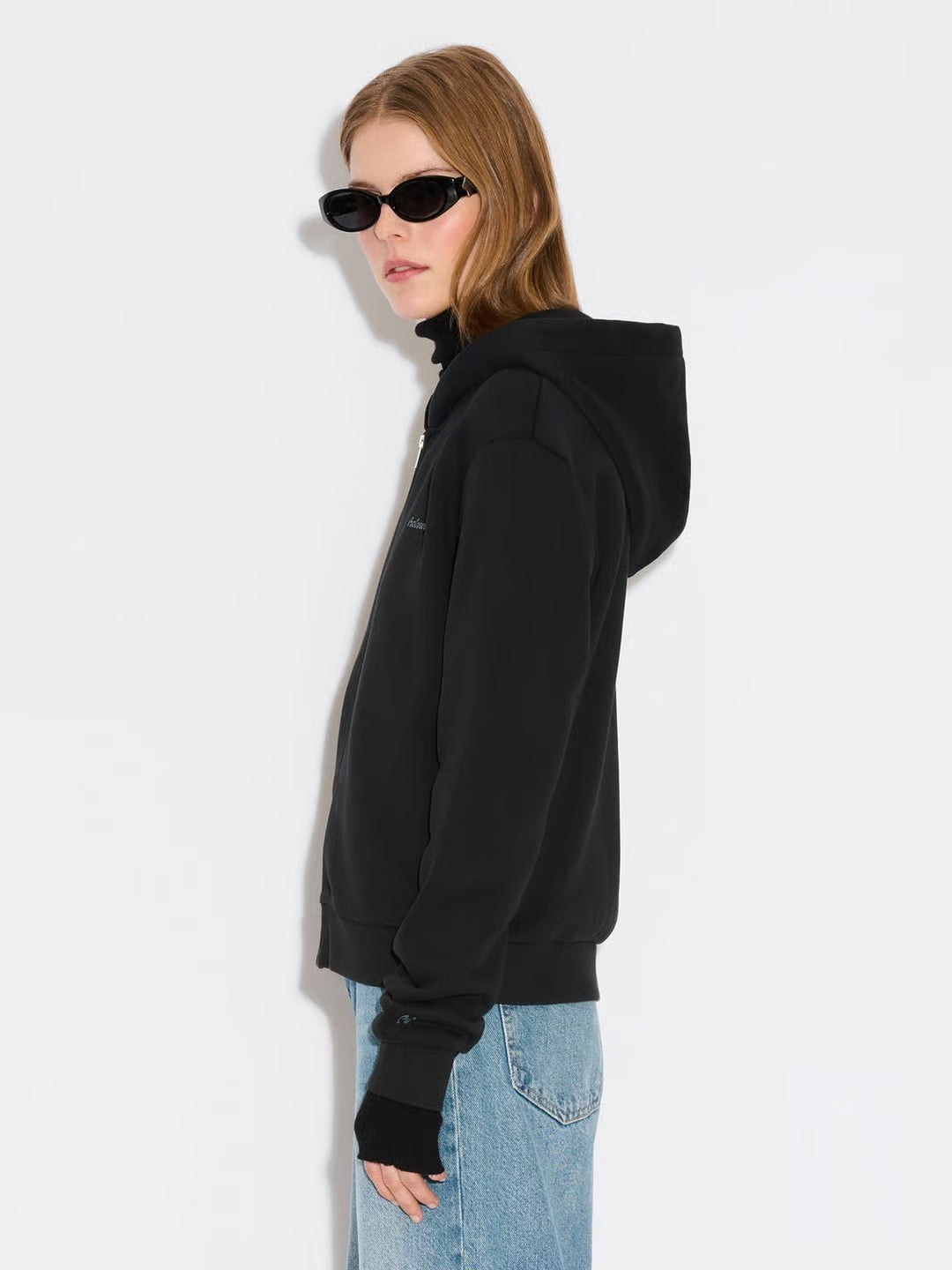 W Regular Zip Hoodie - Black