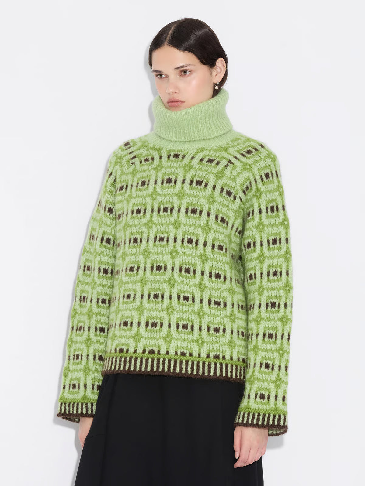 Norwegian Wool Turtleneck - Green Mix