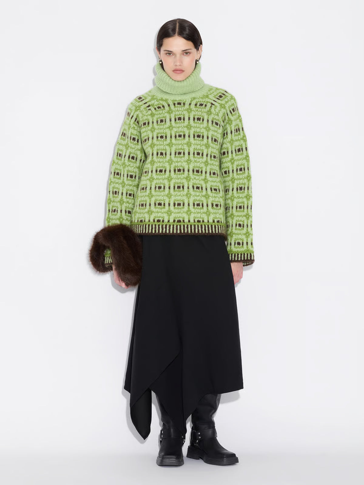 Norwegian Wool Turtleneck - Green Mix