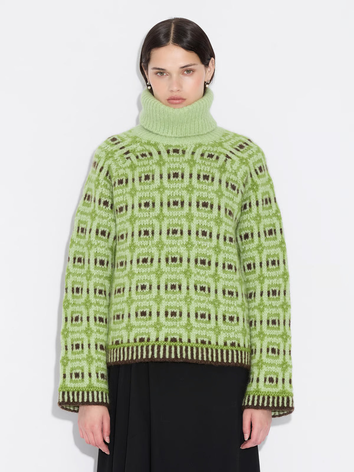 Norwegian Wool Turtleneck - Green Mix