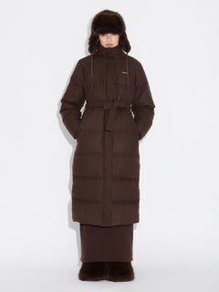 W Tech Wool Down Coat - Dark Brown