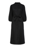Yasflaxy 3/4 Linen Shirt Dress - Black