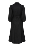 Yasflaxy 3/4 Linen Shirt Dress - Black