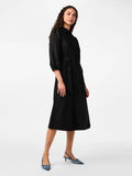 Yasflaxy 3/4 Linen Shirt Dress - Black