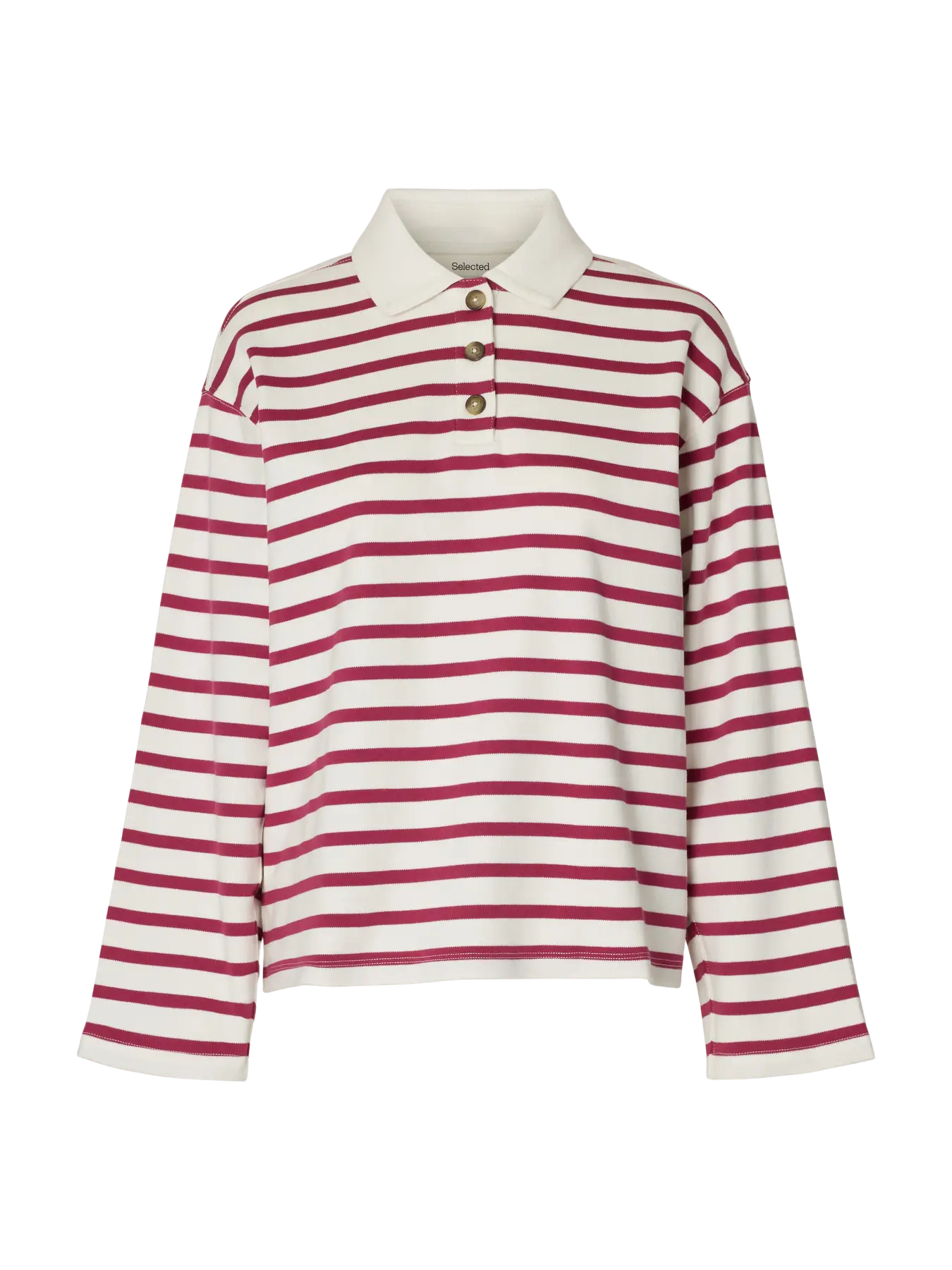 Wada Ls Stripe Collar Top - Anemone Snow White
