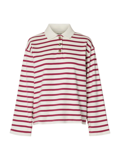 Wada Ls Stripe Collar Top - Anemone Snow White
