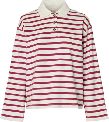 Wada Ls Stripe Collar Top - Anemone Snow White