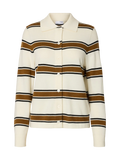 Thea Ls Knit Button Collar Neck - Egret Golden Brown