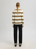 Thea Ls Knit Button Collar Neck - Egret Golden Brown
