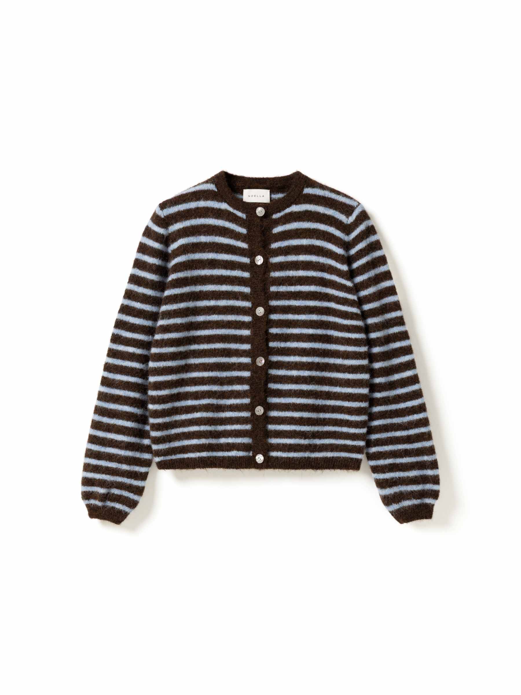 Noella - Gensere - N-Mertice Knit Cardigan - Brown Blue Stripe - Villoid