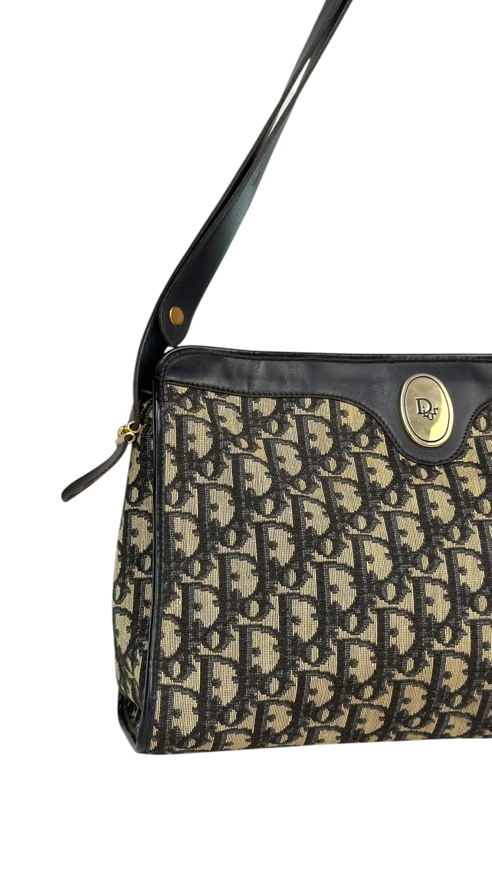 Dior Trotter Canvas Shoulder Bag - Black