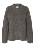 Sia Ras Ls Knit Long V-Neck - Medium Grey Melange