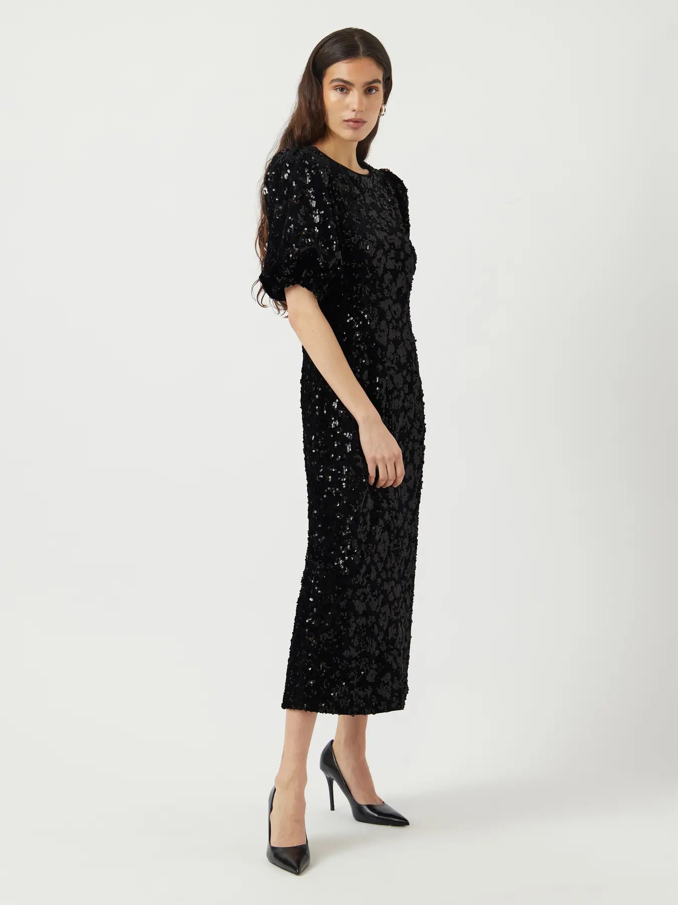 Yassofie 2/4 Sequin Midi Dress - Black
