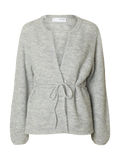 Sia Ras Ls Knit Belt Cardigan - Light Grey Melange