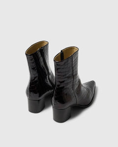 Stine Leather Boot - Fig Croco