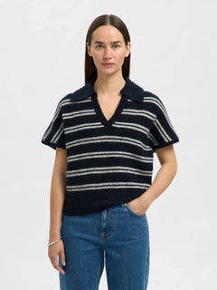Lulu Ss Knit Polo - Dark Sapphire Lgm