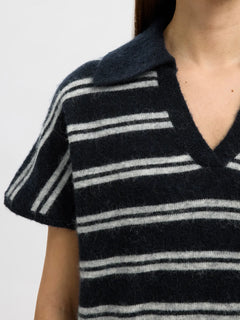 Lulu Ss Knit Polo - Dark Sapphire Lgm