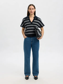 Lulu Ss Knit Polo - Dark Sapphire Lgm
