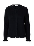 Lulu Frill Ls Knit Cardigan - Dark Sapphire Melange
