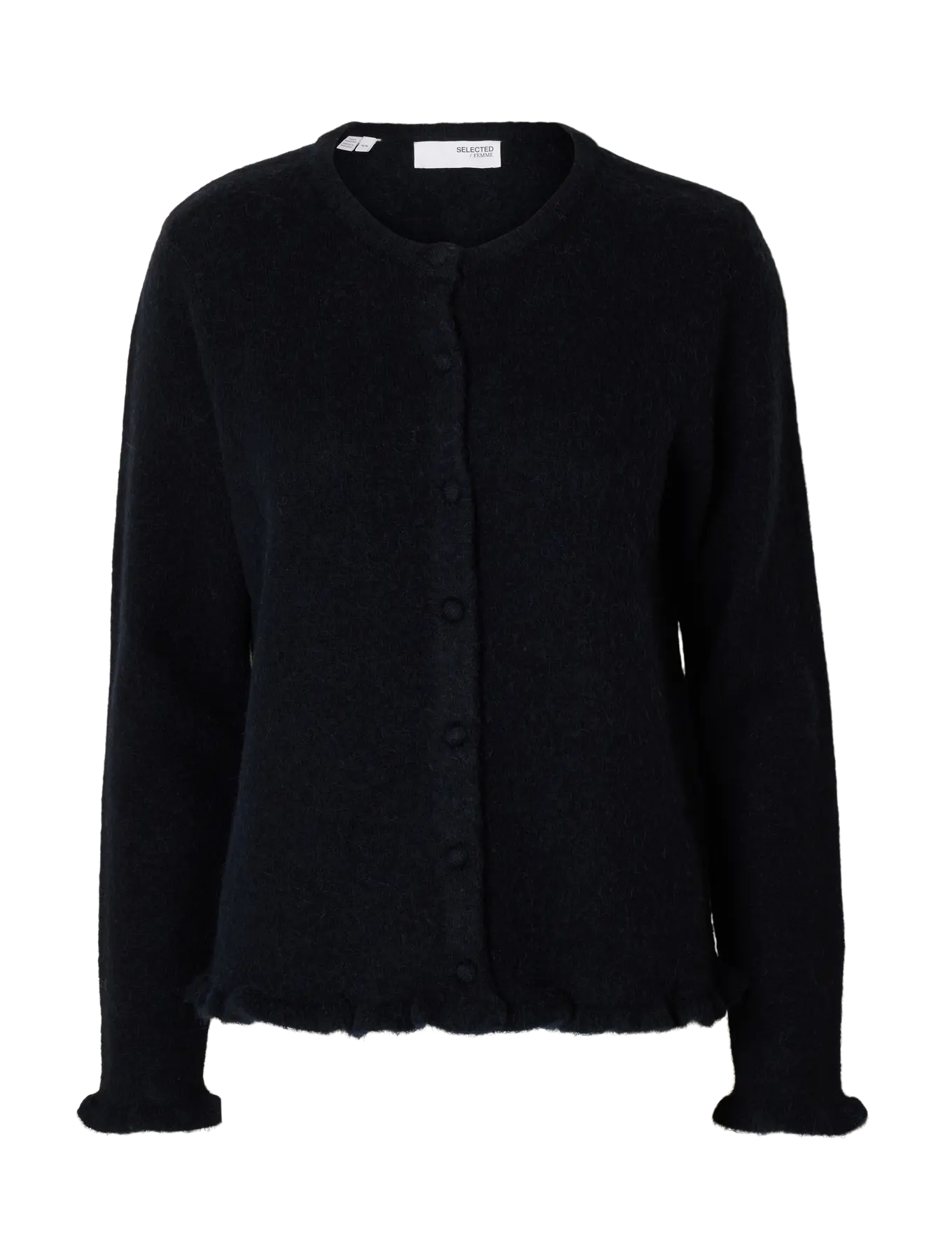 Lulu Frill Ls Knit Cardigan - Dark Sapphire Melange