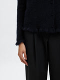 Lulu Frill Ls Knit Cardigan - Dark Sapphire Melange