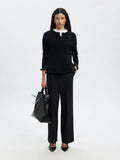 Lulu Frill Ls Knit Cardigan - Dark Sapphire Melange