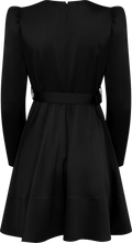 Tailored Satin Belt Dress - Black