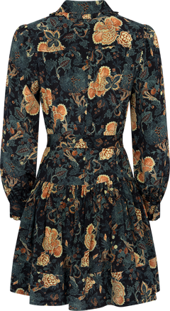 Simona Silk Long Sleeve Mini Dress - Nuit
