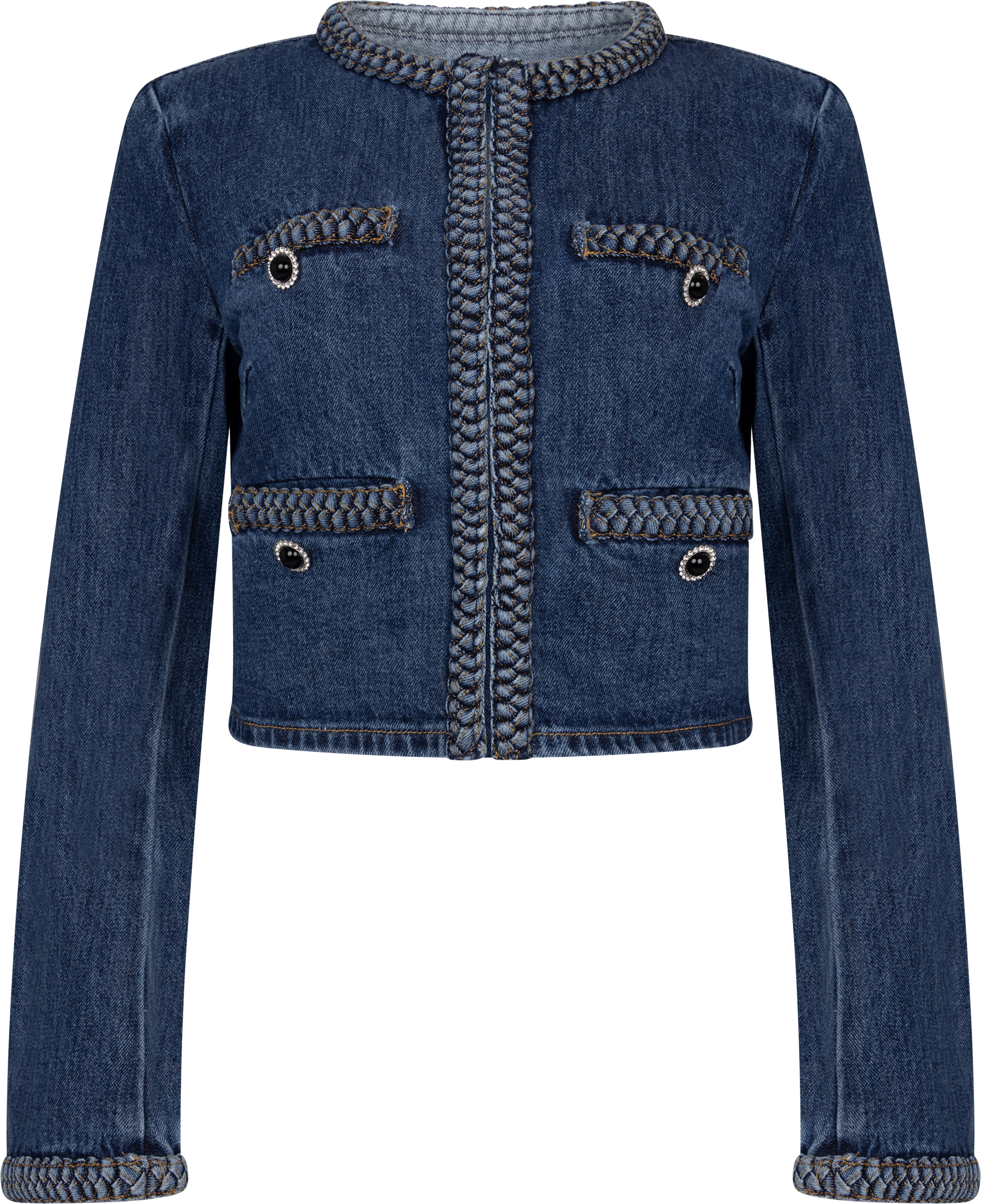 Braided Jacket Self-Portrait - Jakker - Denim Braided Jacket - Blue - Villoid
