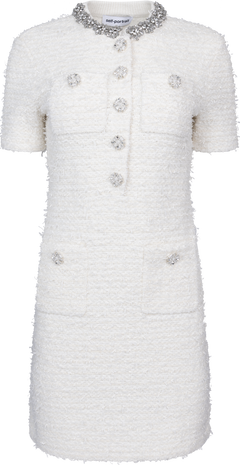 Textured Knit Mini Dress - Cream