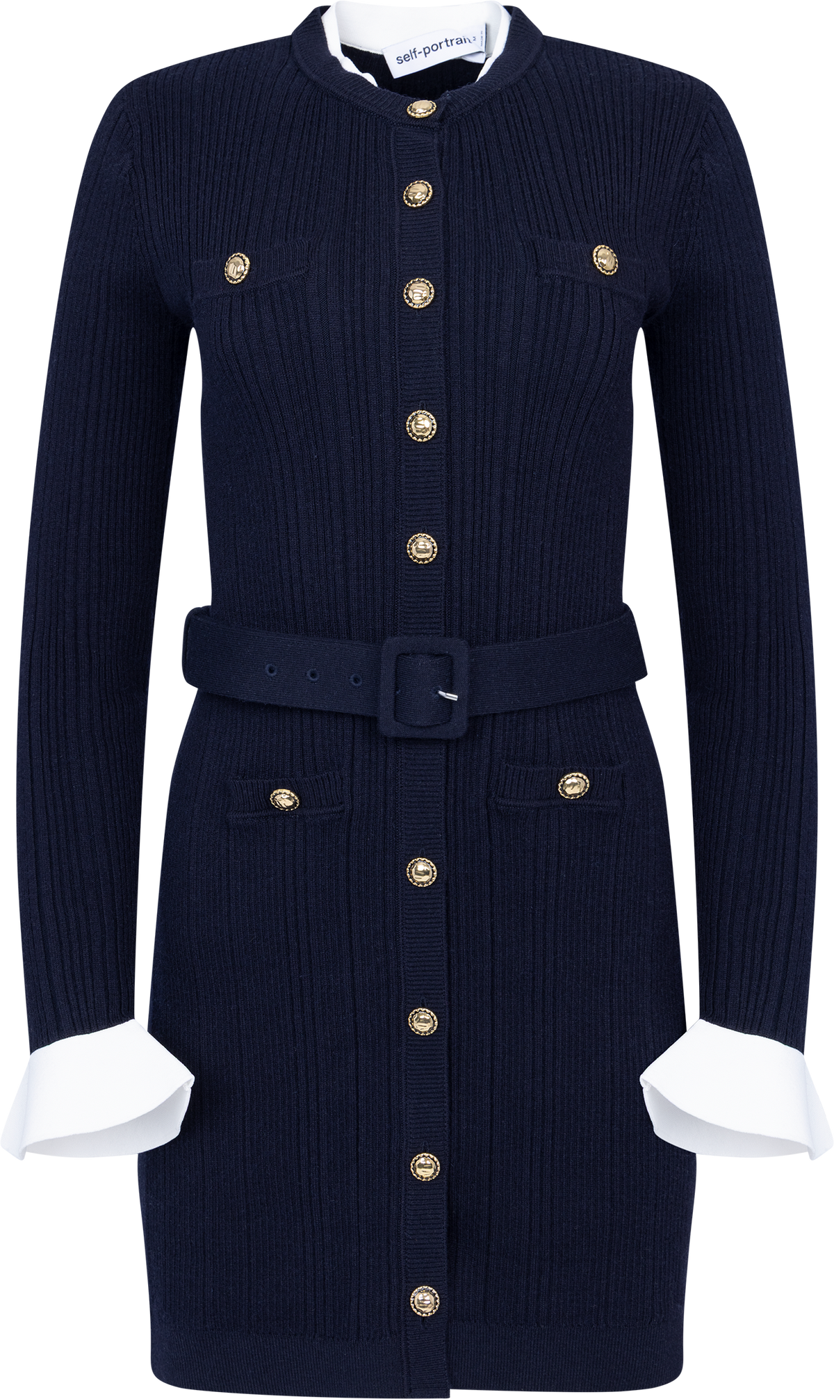 Viscose Knit Mini Dress - Navy
