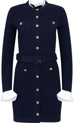 Viscose Knit Mini Dress - Navy