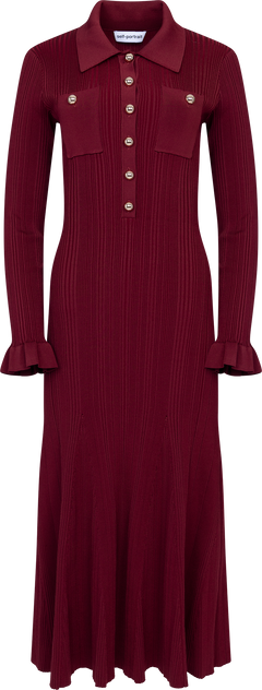 Ribbed Knit Midi Dress - Burgundy