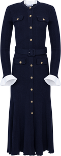 Viscose Knit Midi Dress - Navy
