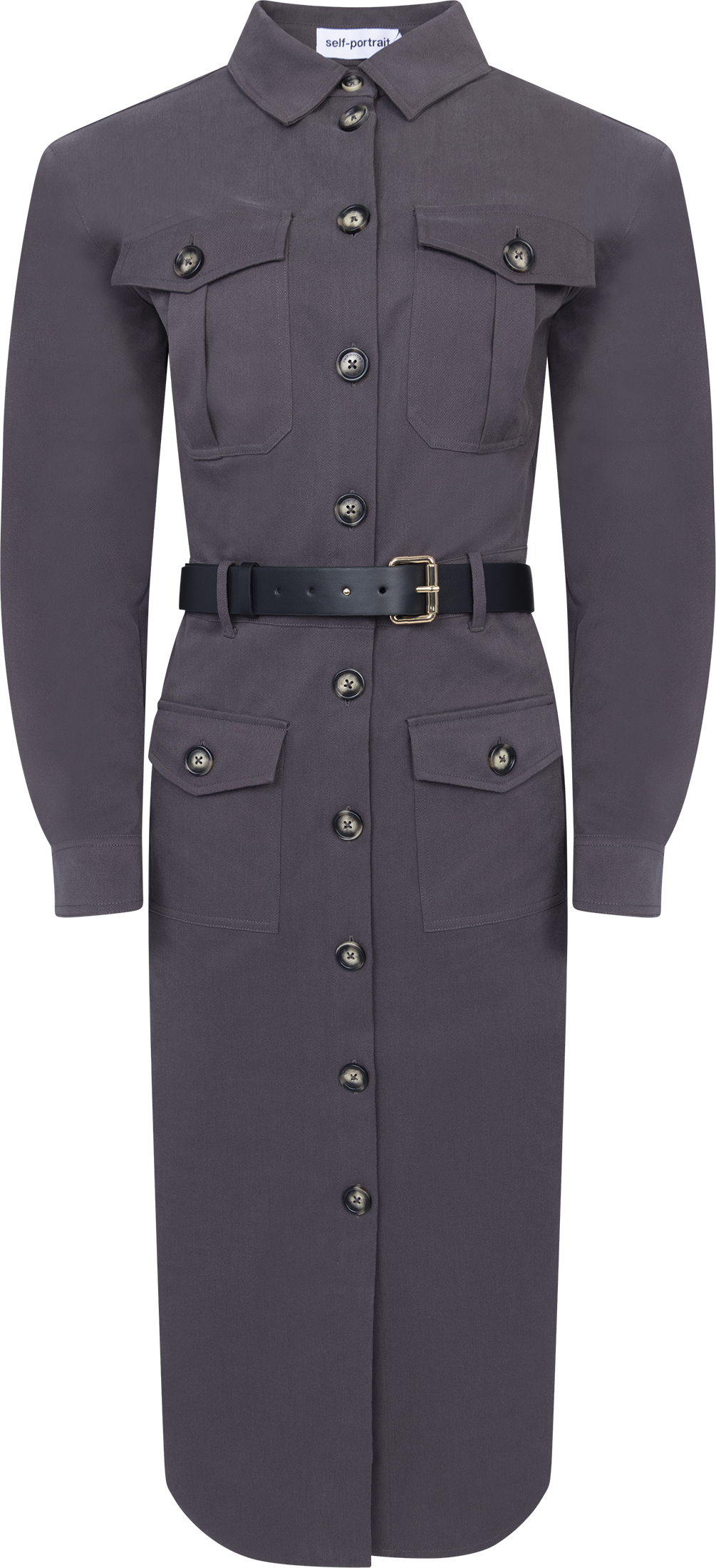 Cotton Belted Midi Dress - Brown