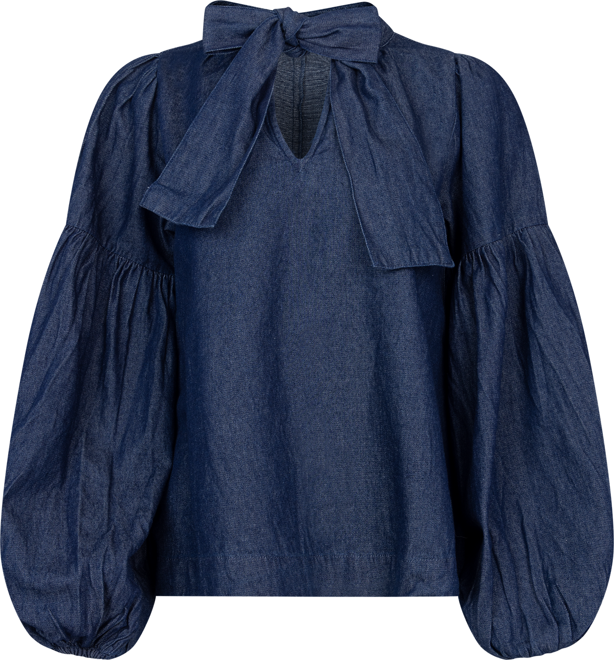Ria Tie Up Blouse - Dark Denim