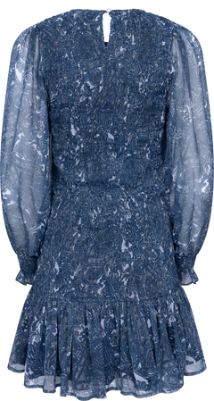 Rira Smock Chiffon Dress - Blue Paisley